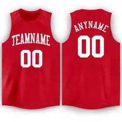 Red White Classic Sport Game Basketball Jersey 1