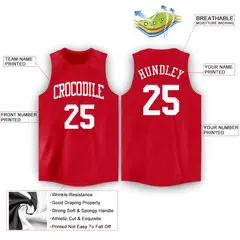 Red White Classic Sport Game Basketball Jersey 2