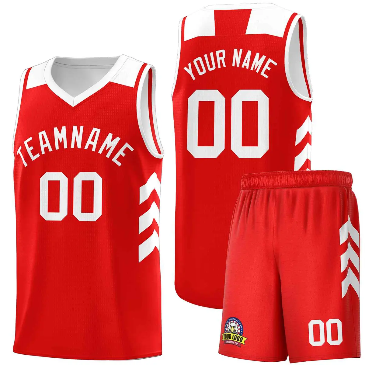 Red White Classic Sports Uniform Basketball Jersey