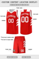 Red White Classic Sports Uniform Basketball Jersey 2