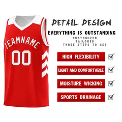 Red White Classic Sports Uniform Basketball Jersey 5