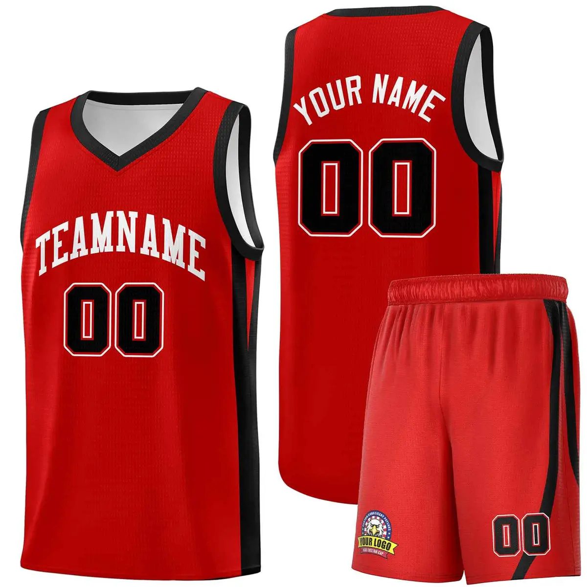 Red White Classic Sports Uniform Basketball Jersey