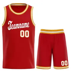Red White Classic Sports Uniform Basketball Jersey 1