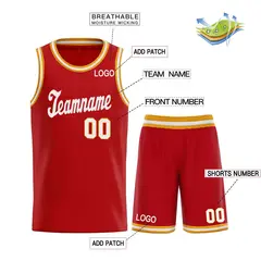 Red White Classic Sports Uniform Basketball Jersey 3