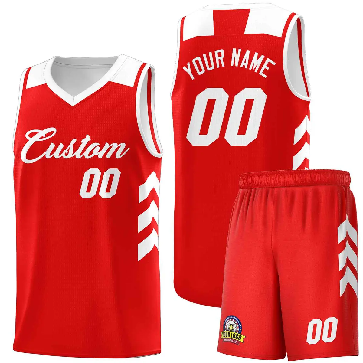 Red White Classic Sports Uniform Basketball Jersey