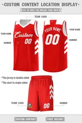 Red White Classic Sports Uniform Basketball Jersey 2
