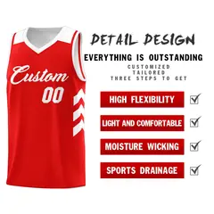Red White Classic Sports Uniform Basketball Jersey 5