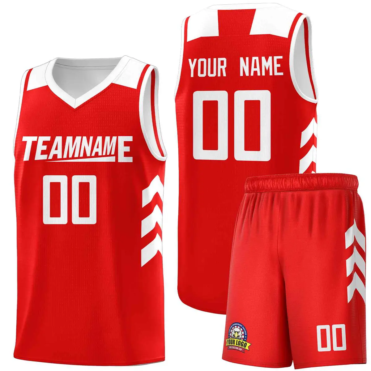 Red White Classic Sports Uniform Basketball Jersey