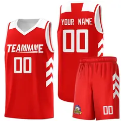 Red White Classic Sports Uniform Basketball Jersey