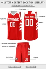 Red White Classic Sports Uniform Basketball Jersey 2