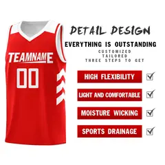 Red White Classic Sports Uniform Basketball Jersey 5