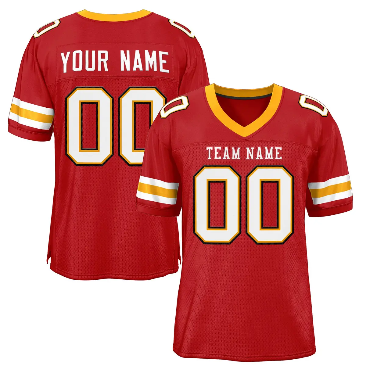 Red White Classic Style Mesh Authentic Football Jersey