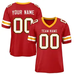 Red White Classic Style Mesh Authentic Football Jersey 1