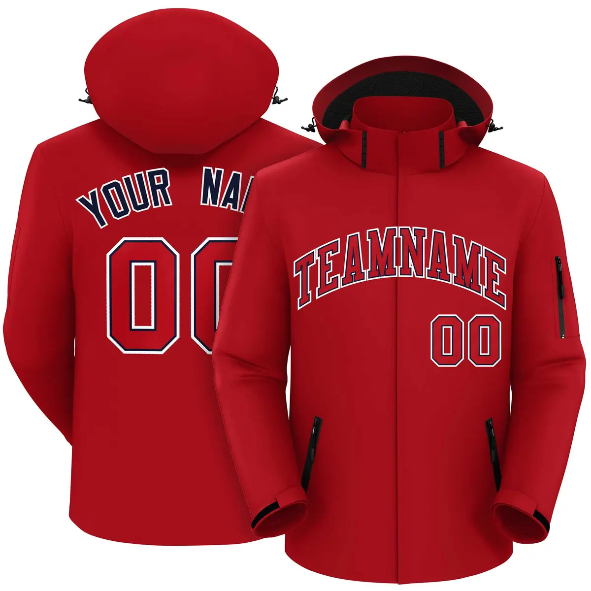 Red-White Classic Style Waterproof Jacket