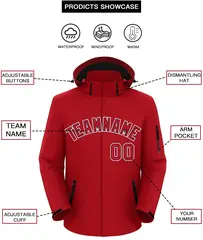 Red-White Classic Style Waterproof Jacket 2