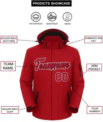 Red-White Classic Style Waterproof Jacket 2
