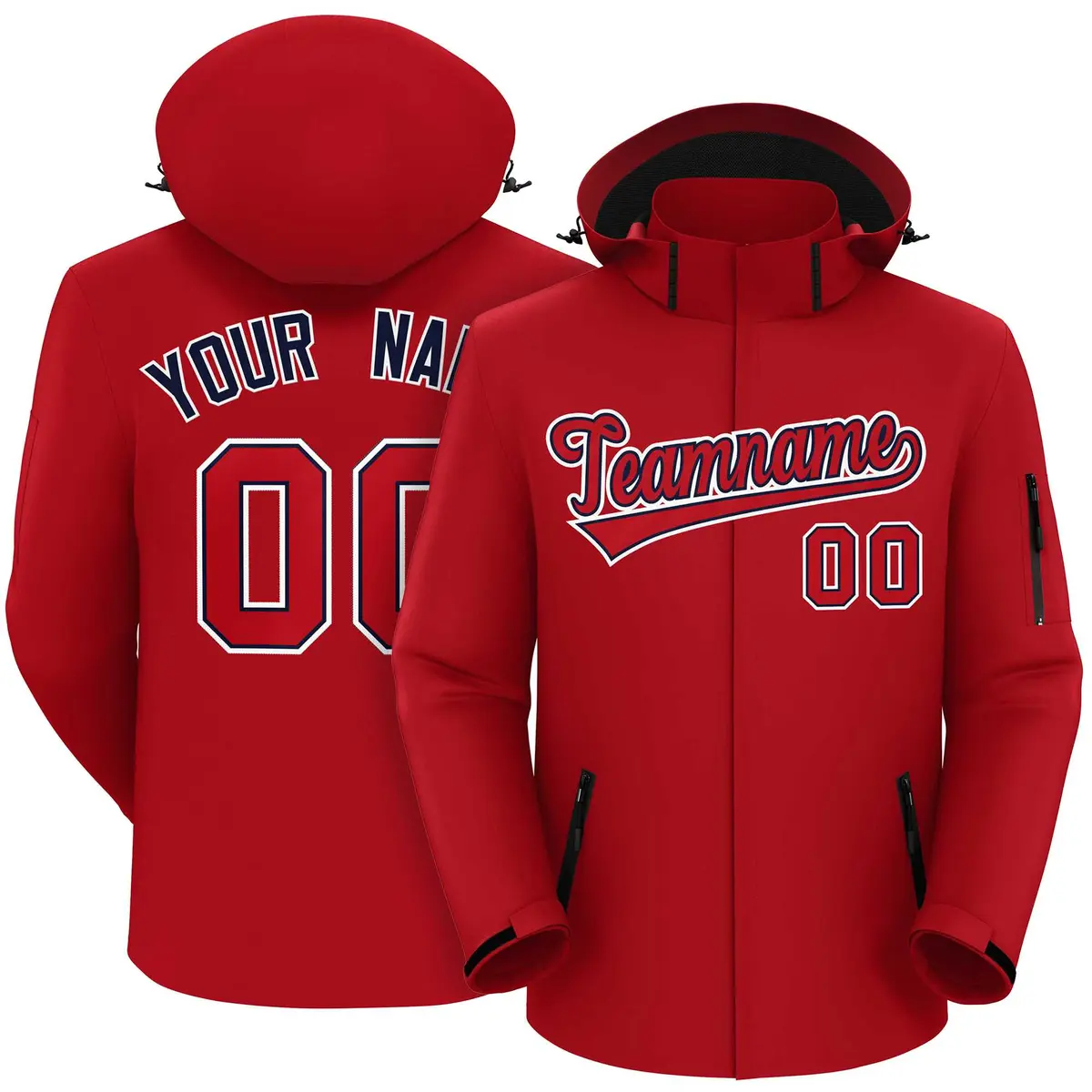 Red-White Classic Style Waterproof Jacket