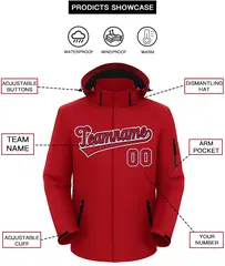 Red-White Classic Style Waterproof Jacket 2