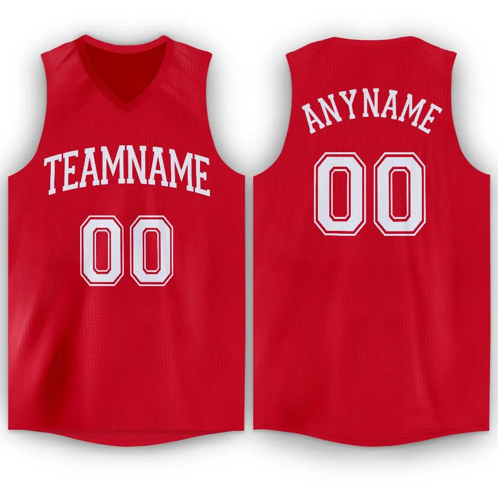 Red White Classic Tank Top Basketball Jersey