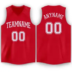Red White Classic Tank Top Basketball Jersey 1