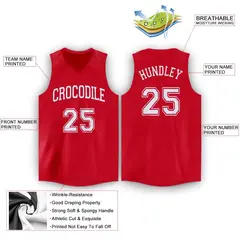 Red White Classic Tank Top Basketball Jersey 2