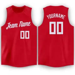 Red White Classic Tank Top Basketball Jersey 1