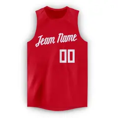 Red White Classic Tank Top Basketball Jersey 5