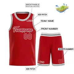 Red White Classic Team Basketball Jersey 3