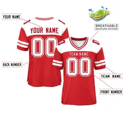 Red White Color Block Authentic Football Jersey 2