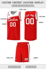 Red White Color Block Basketball Team Jersey 2