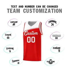 Red White Color Block Basketball Team Jersey 3