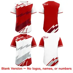 Red White Crimson Reversible Baseball Jersey Lightning & Graffiti Pattern 8