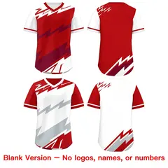 Red White Crimson Reversible Baseball Jersey Lightning & Graffiti Pullover V-Neck 8