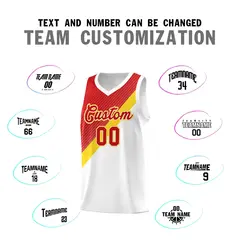 Red White Diagonal Stripes Color Block Basketball Jersey 4