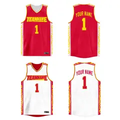 Red White Double Side Athletic Basketball Jersey