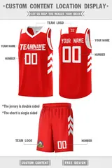 Red White Double Side Basketball Jersey 4