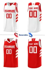 Red White Double Side Basketball Jersey 5
