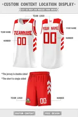 Red White Double Side Basketball Jersey 6
