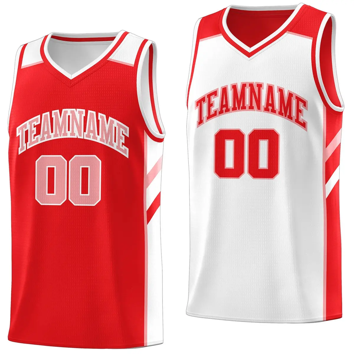 Red White Double Side Basketball Jersey