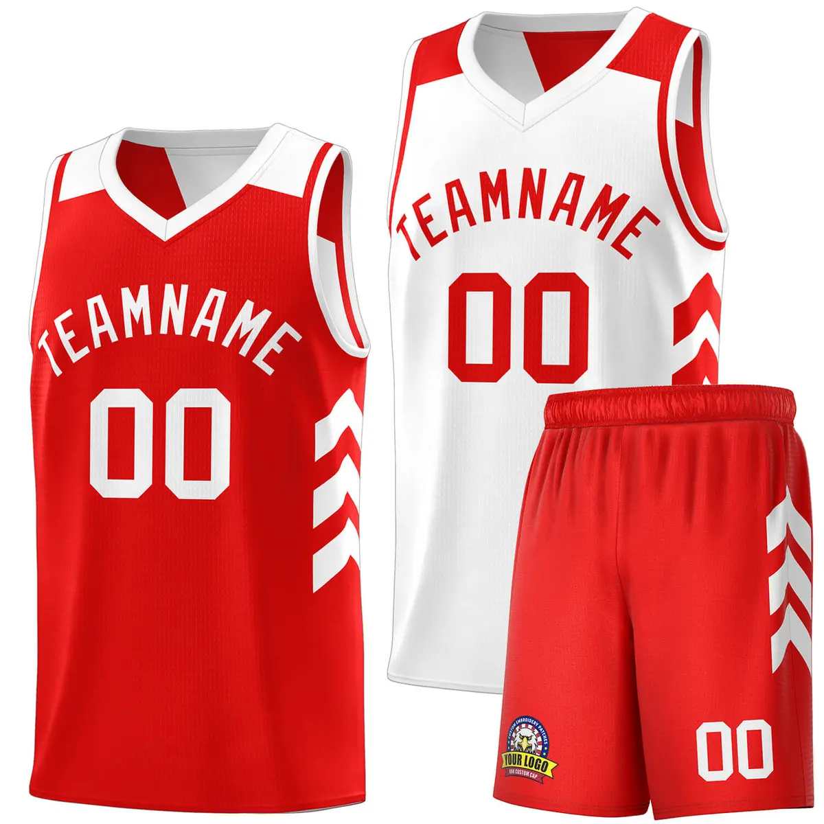 Red White Double Side Sets Basketball Jersey