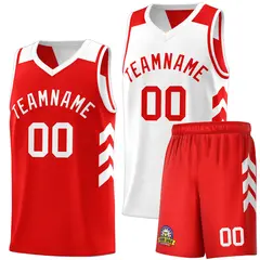 Red White Double Side Sets Basketball Jersey
