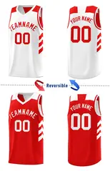 Red White Double Side Sets Basketball Jersey 3