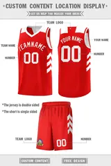 Red White Double Side Sets Basketball Jersey 4