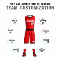 Red White Double Side Sets Basketball Jersey 2
