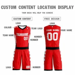 Red White Double Side Sets Basketball Jersey 3