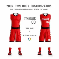 Red White Double Side Sets Basketball Jersey 4