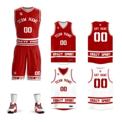 Red White Double Side Sets Basketball Jersey