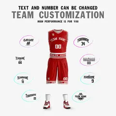 Red White Double Side Sets Basketball Jersey 2