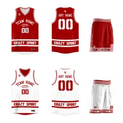 Red White Double Side Sets Basketball Jersey 3