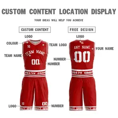 Red White Double Side Sets Basketball Jersey 4